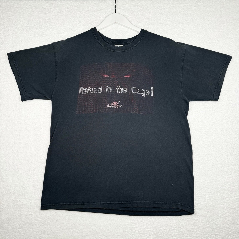 Vintage Lumber Co. Baseball Shirt - Raised In The Cage - Large - Black faded